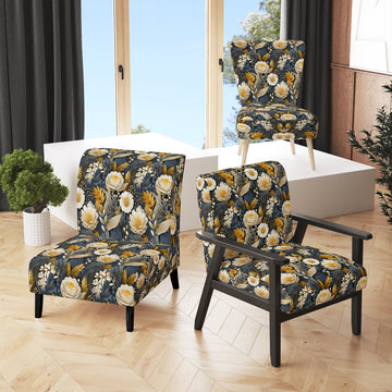 Enchanted Gardens Gold And Grey Pattern - Cottage Accent Slipper Chair
